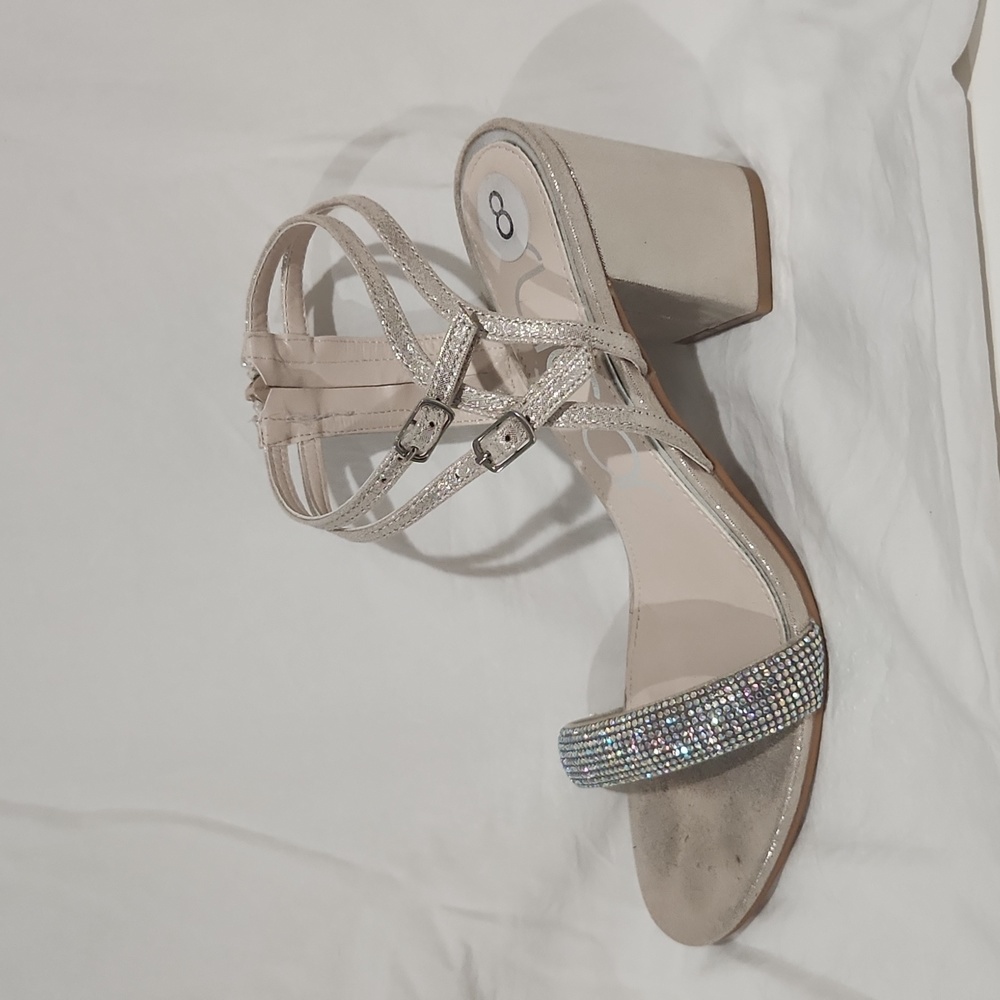Rose Gold Sugae Heeled Sandal white Sequins
